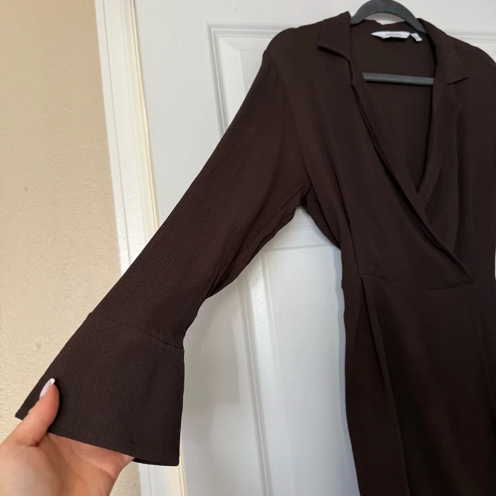 & Other Stories Collared Wrap mini dress brown size 0